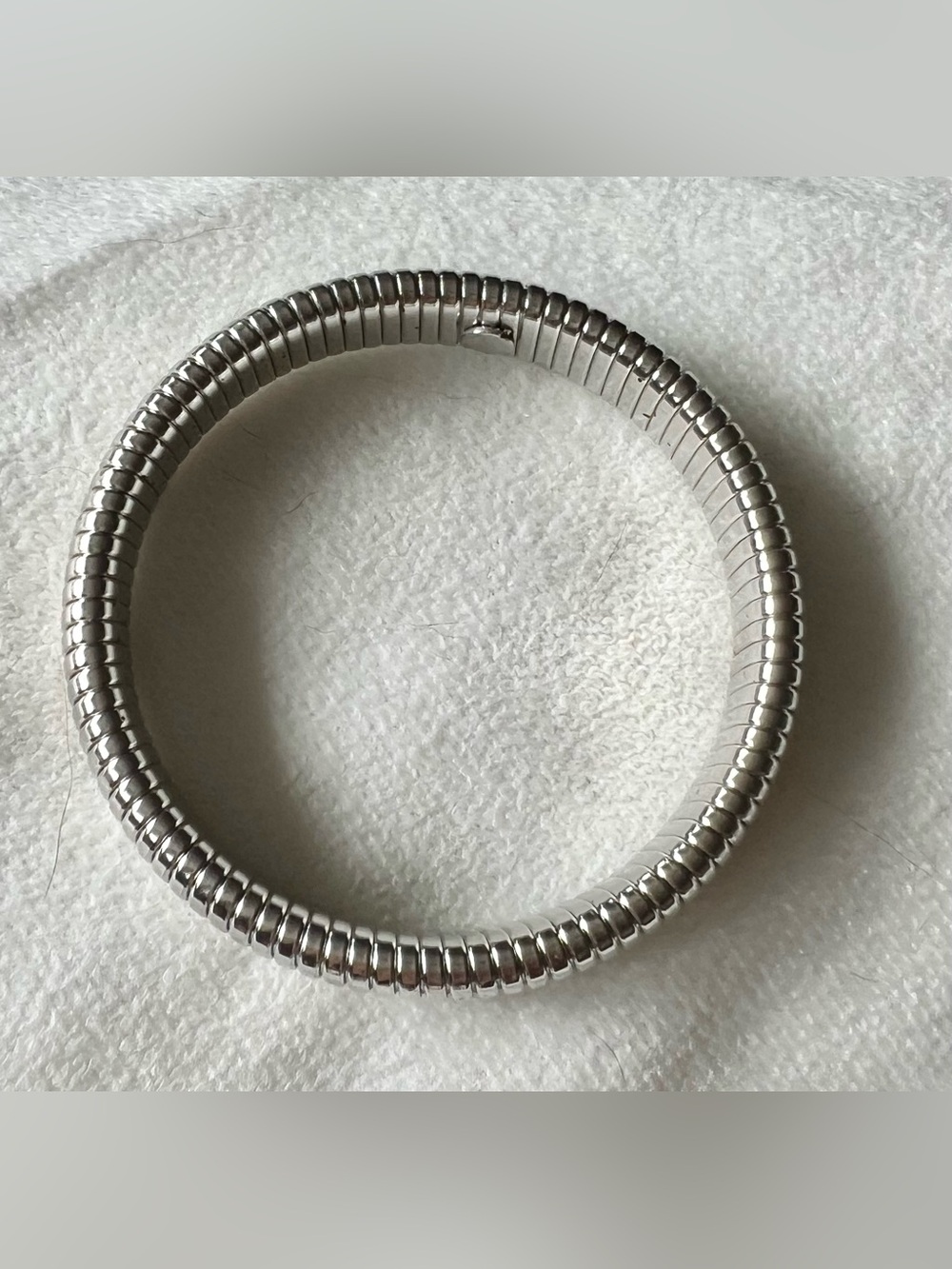 Silver Ribbed Bangle Bracelet - Picture 5 of 7